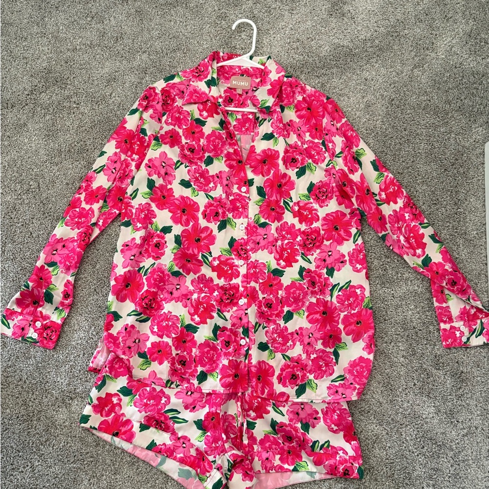 Show Me Your MuMu Pink and Cream Floral Pajama Set